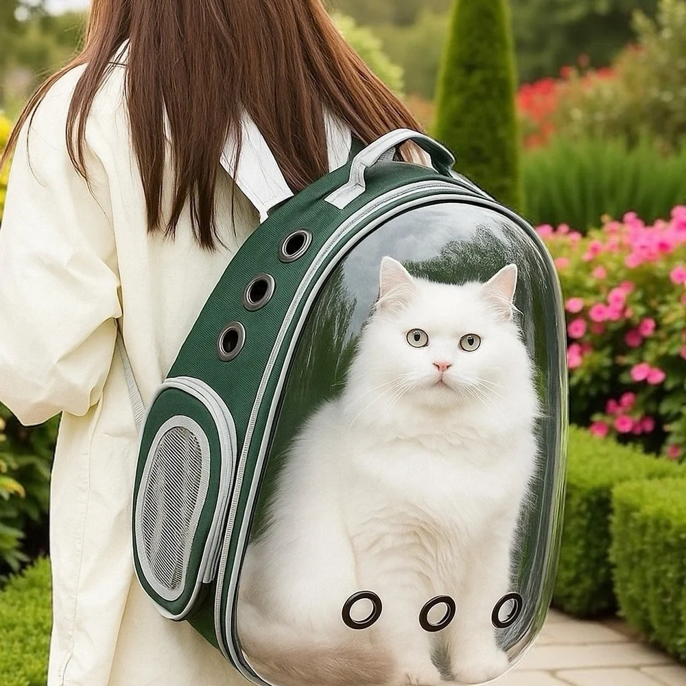 Green | New! Space Capsule Pet Carrier Backpack – For Small Cats & Dogs